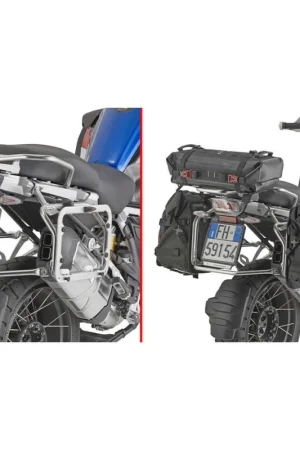 Reso Gratuito Adattatore specifico in alluminio brillantato per utilizzare una coppia di valigie MONOKEY® sul portavaligie laterali originali previsto come optional dalla casa costruttrice Kappa KL5112B Per BMW R 1250 GS Adventure (19-24)