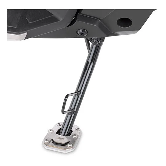 Supporto specifico in alluminio e acciaio inox, per allargare la superficie di appoggio del cavalletto laterale originale Givi ES1186 Per HONDA Forza 750 (21 > 24); X-ADV 750 (21 > 26) Promozione