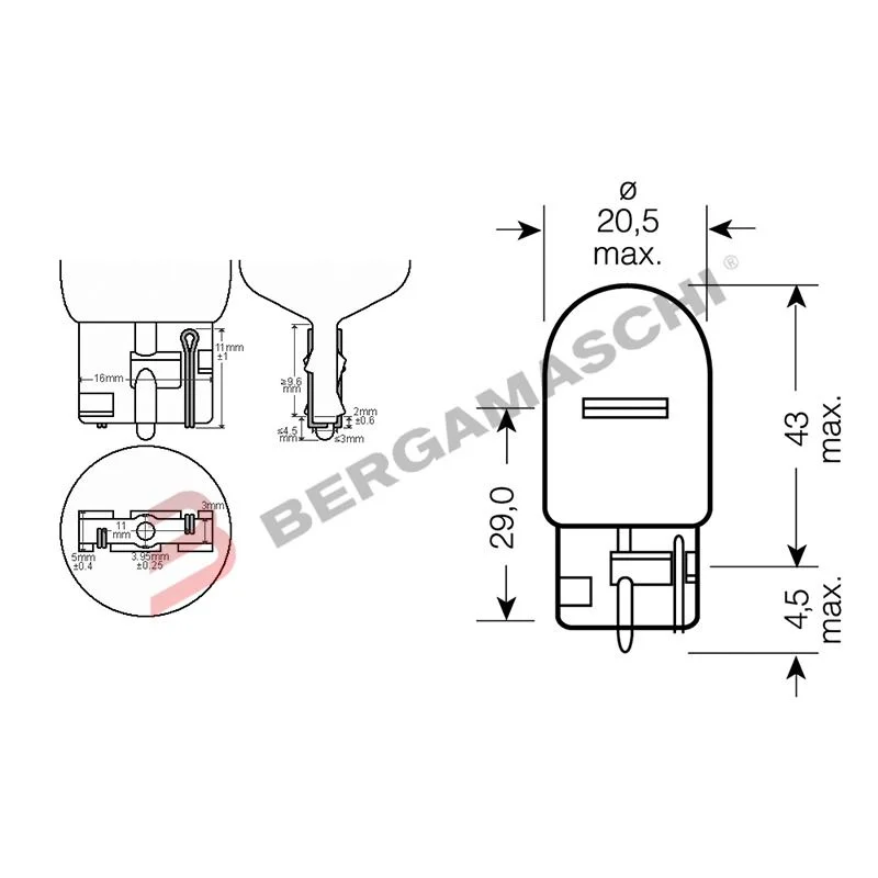 Lampada T20 12V 21W W3X16d arancione per indicatore direzione frecce A Buon Prezzo