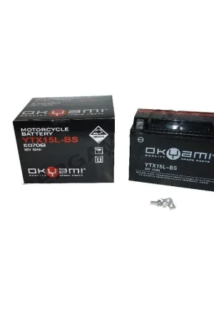 Batteria 12v 13Ah cca230 OKYAMI YTX15L-BS BOMBARDIER MOTO GUZZI Ultime Pezzi