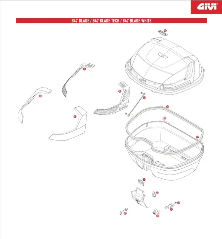 A Buon Prezzo Blocco cerniera montato per bauletti B33 e B47 Givi z3007nbm