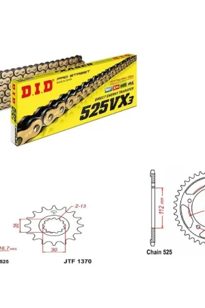 Vendita Finale Kit catena 118 DID 525VX3 corona 42 e pignone 15 15-42-118 HONDA CB 650 F 14-16